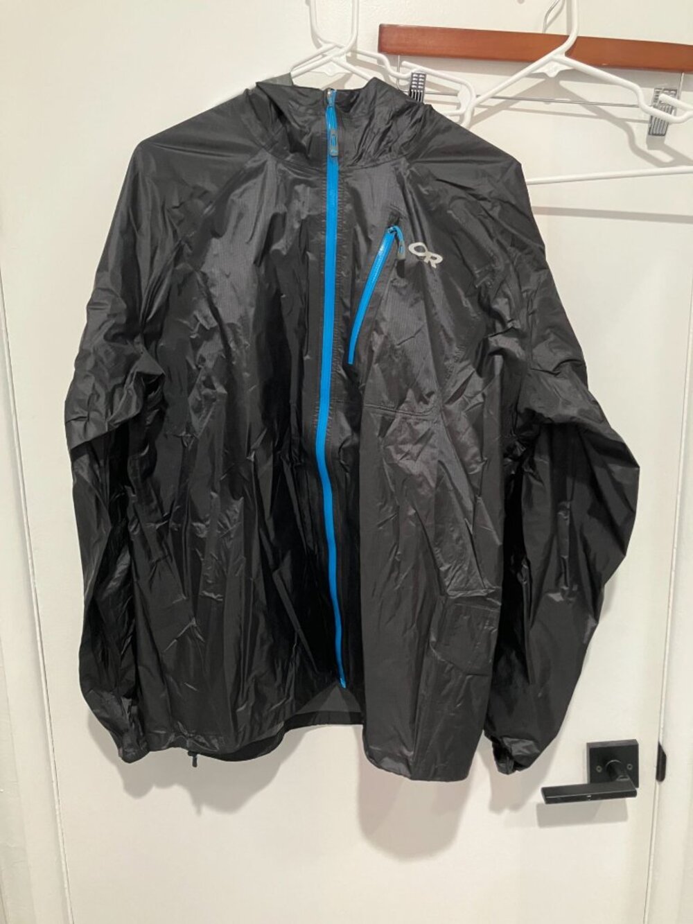 Outdoor Research Men's Helium II Lightweight Jacket, Black/Blue, Size Large